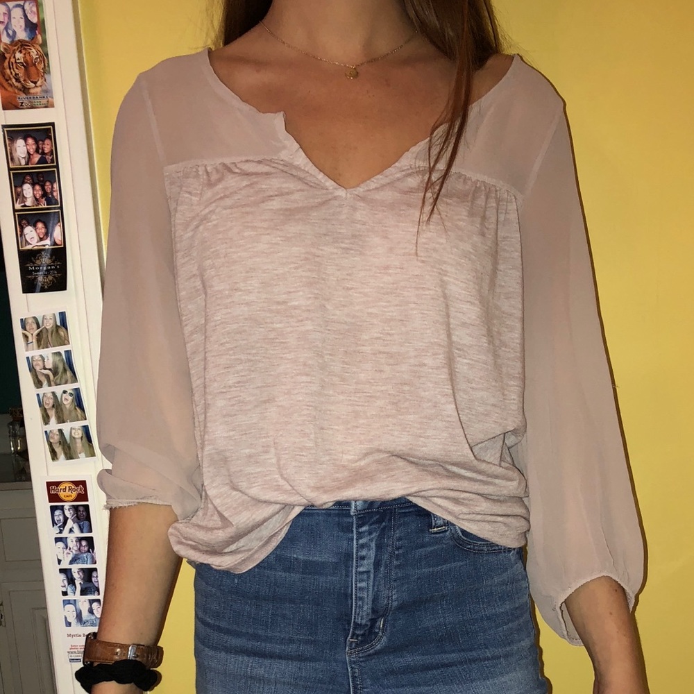 Cream and Sheer shouldered blouse